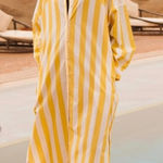 OU. La Medina Sun Striped Dress Yellow Size L Photo 0