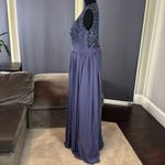 Women’s Blue Full Length Sleeveless Chiffon Bridesmaid Dress Zip Up Size 16 NEW Photo 6