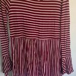Womens Burgundy Striped Long Sleeve Shirt Multi Size M Photo 1