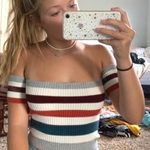 Dry Goods Striped Off The Shoulder Crop Top Photo 0