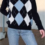 Brandy Melville Black and Blue Argyle Crewneck Sweater Photo 1