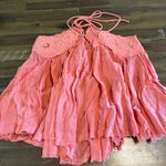 Free People Birds in the Sky Tank Top Bobo Babydoll Coral Pink Shoulder Tie L Photo 6