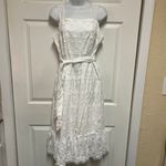 ZARA Oyster White Textured Ruffled Midi Dress Photo 2