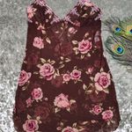 Avon Rose Print Brown Floral Sheer Slip Multiple Size M Photo 0