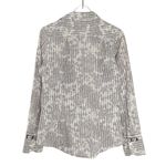 EXPRESS Gray Floral Button Down Striped Blouse Small Corpcore Professional Photo 2