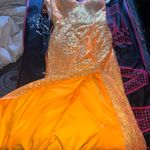 Glam Orange Sequin Prom Dress Photo 4