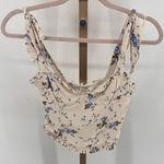 ASTR the Label Tie Sleeve Crop Top Periwinkle Floral Womens Size XS Coquette Photo 0