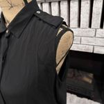 Intermix  100% Silk Black Maxi Dress Button Down Avante Garde Cut Out Small Milit Photo 2