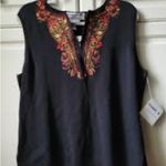 Soma Womens Tunic Top Black Sleeveless Notch Neck Stretch Crochet Blouse M Size M Photo 3