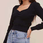 ASTR The Label Black Square Neck Fitted Sweater Size Medium Photo 0