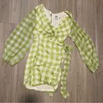 Princess Polly green plaid wrap mini dress Photo 2