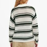 Madewell NWT Women's XS Open-Stitch Johnny Collar Sweater Summit Green Stripe Photo 2