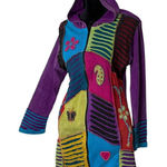 Handmade Patchwork Womens‎ M Zip Up Long Hoodie Jacket Distressed BOHO Hippie Artsy Photo 0