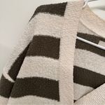 Loft  Striped Cream and Green Cardigan Sweater Photo 1