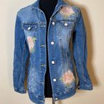 LuLaRoe  Jaxon rose embroidered denim jacket Photo 0