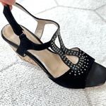 Aquatalia Open Toe Suede/Patent Leather/Straw Peep Toe Wedges Sz 8 Photo 6