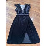 Saylor  black Alexandra Velvet & Lace V-Neck Dress size L Photo 9