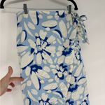 Loft NWT Blue & White Floral Linen Blend Wrap Midi Skirt Photo 3