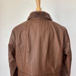 Baccini Brown Faux Leather + Fur Trim Coat Photo 7