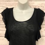 Marvenie angel flutter sleeve burnout flared top women's size M Medium Black Photo 2