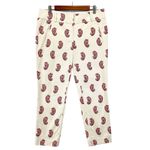 Loft  Womens 6 Marisa Ankle Casual Pants‎ Trouser Cream Maroon Paisley Preppy Photo 2