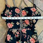 Skinny Dippers Lace Up Floral Swim Suit Small Black Photo 4