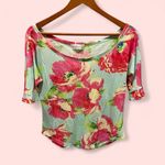 Abercrombie & Fitch Cute  floral boat neck lightweight floral top Y2K Photo 1