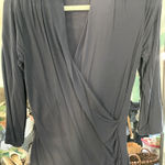 41 Hawthorn Navy Blue Ruched Wrap Style V Neck 3/4 Sleeve Top Size S Black Photo 0