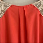 Anthropologie ANTHRO MAEVE PENUMBRA CORAL CREAM LACE SHORT SLEEVE ROUND NECK PULLOVER TOP M Photo 4