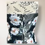 Lulus  S Black White Floral Strapless Maxi Dress Bustier Organza Wedding Guest Photo 6