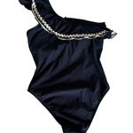 J.Crew One Shoulder Swimsuit Ruffle Trim Navy Blue One Piece Size 4 Photo 2