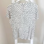 Who What Wear Cream and Black Polka Dot Linen Blend Short Sleeve Shirt Sz L Photo 1