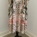 Cato ‎ Cold Shoulder Midi Dress size XL Pink Green Cream Floral Paisley Print Photo 2