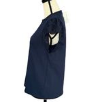 Charter Club Small Sweatshirt Top Flutter Cap Sleeve Stretch Crew Neck Navy Blue Photo 4