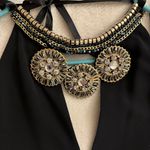 Bebe  Medallion Jeweled Halter Dress Medium Photo 6