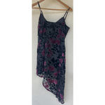 Lulu’s Burnout Velvet Floral MIDI Dress Women’s Small Asymmetrical Whimsigoth Black Photo 2