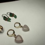 Dangle Drop Pierced Earrings Lot Of 3 Bead, Stone, Rhinestone Mix Photo 9