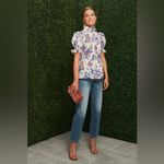 Tuckernuck Cream Heirloom Floral Short Sleeve Rowen Blouse Size L Photo 1