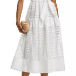 AQUA  Eyelet Midi Dress White Sleeveless Party Cocktail Wedding Guest M‎ Photo 0