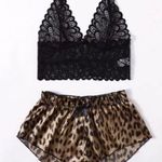 Boutique Black & Leopard Print, Lace & Satin, Lingerie Set Photo 1