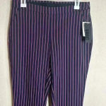 Eric Casual Striped navy/wine Dress Pants Womens Size 10 New with Tags Blue Photo 1