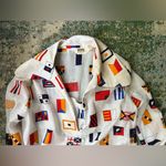 Vintage NOS Montgomery Ward Loomskill nautical flag blouse, size medium White Photo 12
