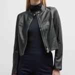 Spanx NWT Leather-Like Moto Jacket Vegan Faux Zip Front Luxe Black 20390R Photo 1