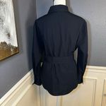 ZARA  Navy Blue Buckle Belt Button Down Shirt Blouse Photo 9