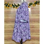 Catherines Easy Fit Tees Tunic Top Size 4X Short Sleeve V-Neck Purple Leaves Photo 3