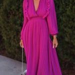 ZARA  Purple Pleated Ruffle Midi Dress Bloggers Favorite 4387/043 Photo 9