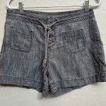 Level 99 Anthropologie Shorts Gray Linen Button Front Pockets Women's Size 26 Photo 0