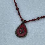 Boho festival red seed bead faux coral necklace. Red Photo 1