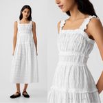 Gap x Doen • White Eyelet Midi Dress tiered ruffle smocked peasant cottagecore Photo 4
