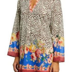 Johnny Was  Oksana Animal Swim Cover Up‎ Tunic Long Sleeves Size Medium Photo 0